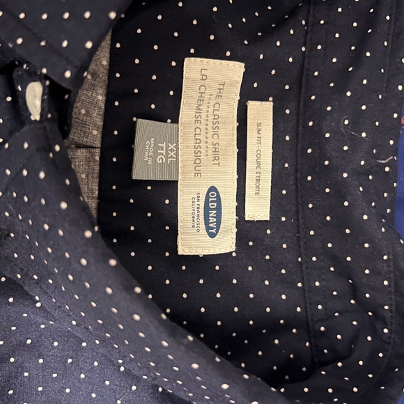 Old Navy Men's Dark Blue Dotted Shirt - Picture 3 of 3